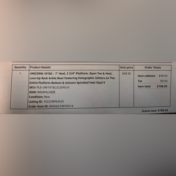 Pleaser Unicorn Pink and White Glitter Platform Heels - Picture 9 of 9